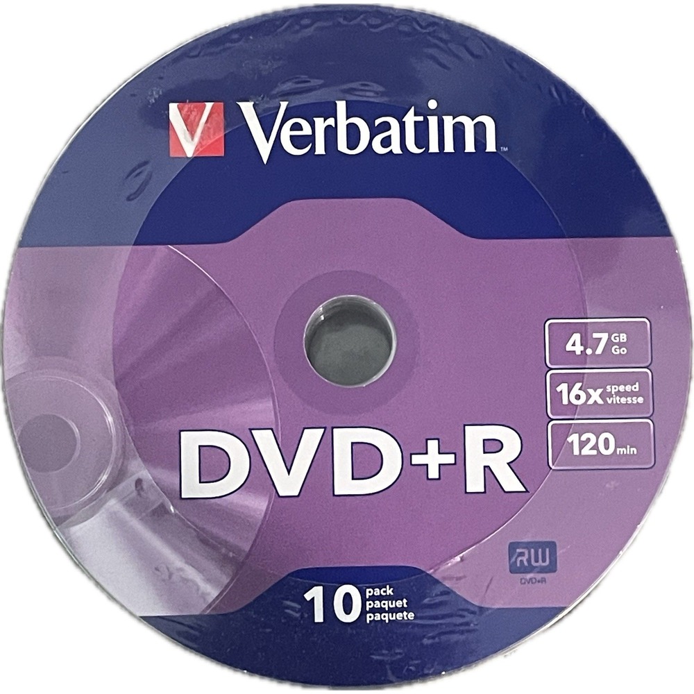 Verbatim DVD+R Recordable Disc, 4.7GB, 16x, Silver, 10/Pack
